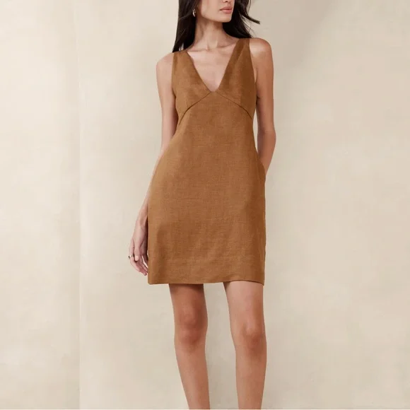 Banana Republic | Dresses | Nwt Banana Republic Lina Linen Mini Dress In  Warm Clay Brown | Poshmark